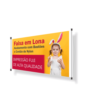 Faixa Lona 440g  4x0 Brilho Madeira e cordinha 